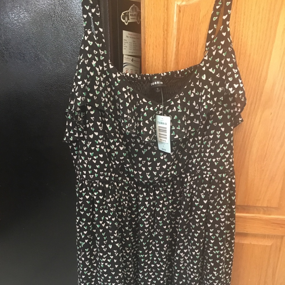 Torrid 2 spaghetti strap black print dress